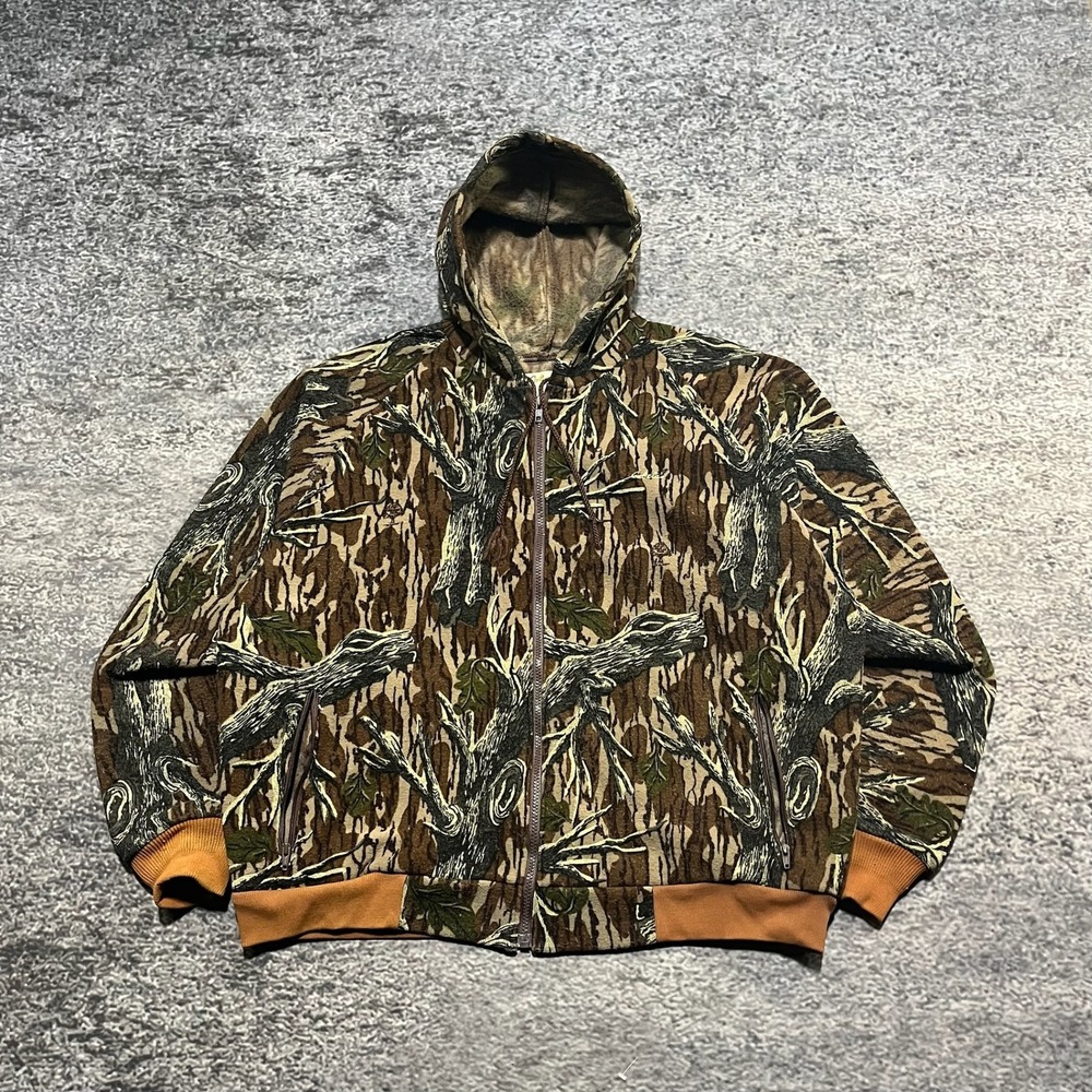 Vintage 90s‎ Cabela's Camo Zip Up Hoodie Mens XXL Hunting Outdoor Made In USA